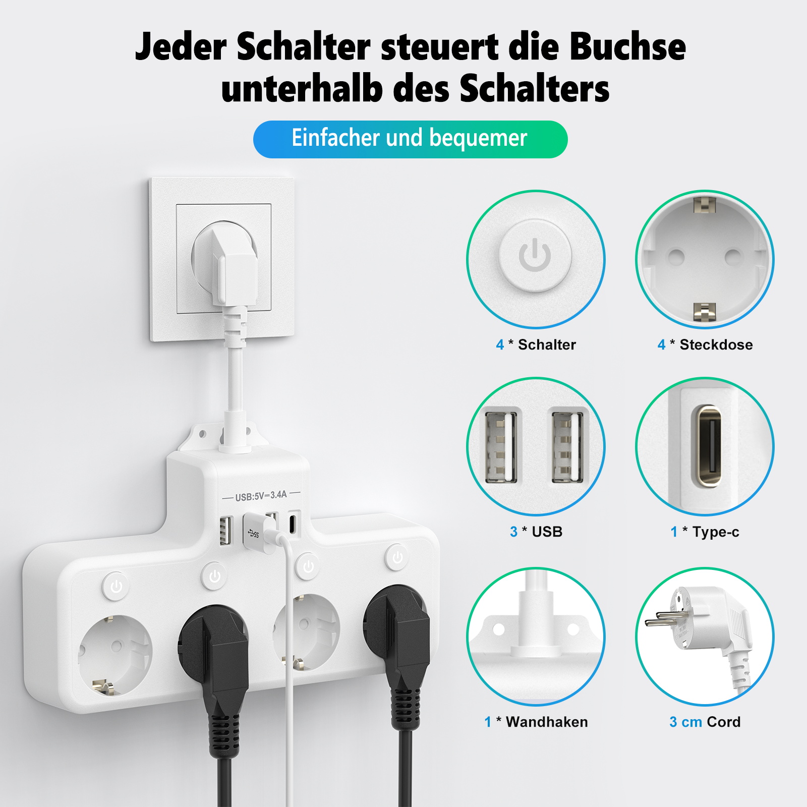 EU Plug Power Strip Multiple S – обзор и цена Ac Surge Protector
